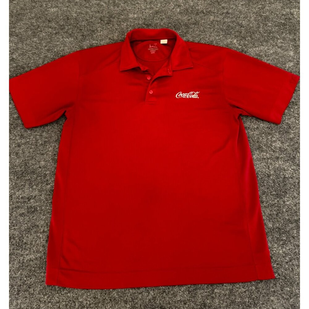 Coca‎ Cola Polo Shirt Mens Medium Red Logo Employee Uniform Short Sleeve Golf